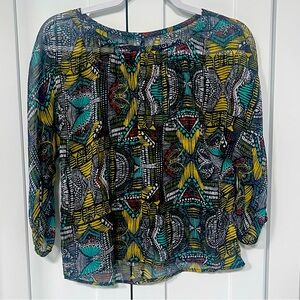 i Jeans by Buffalo Women's Multicolor Sheer Blouse Top Size 14